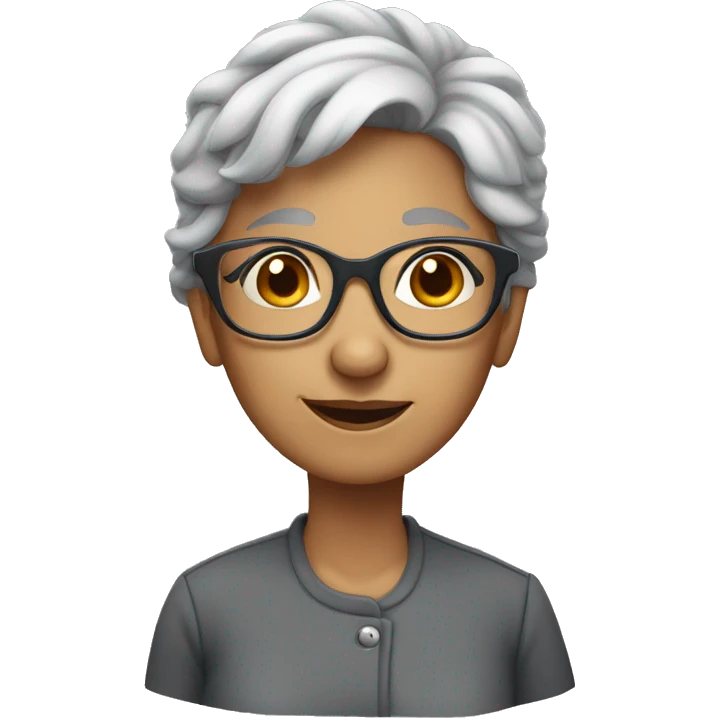 old female with short grey hair glasses cartoon emoji