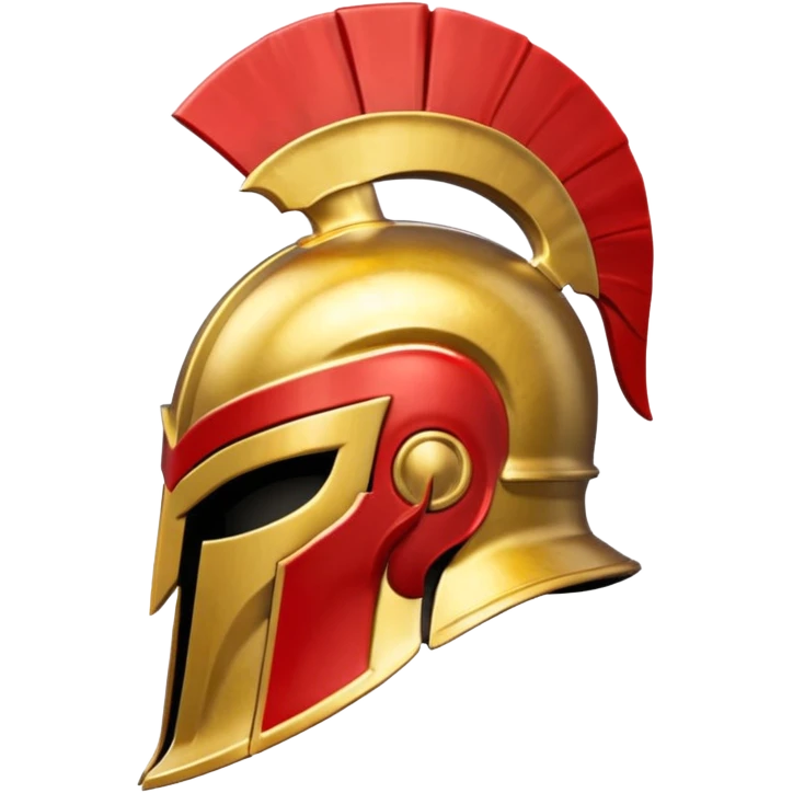 Side view of a gold and red Spartan helment emoji