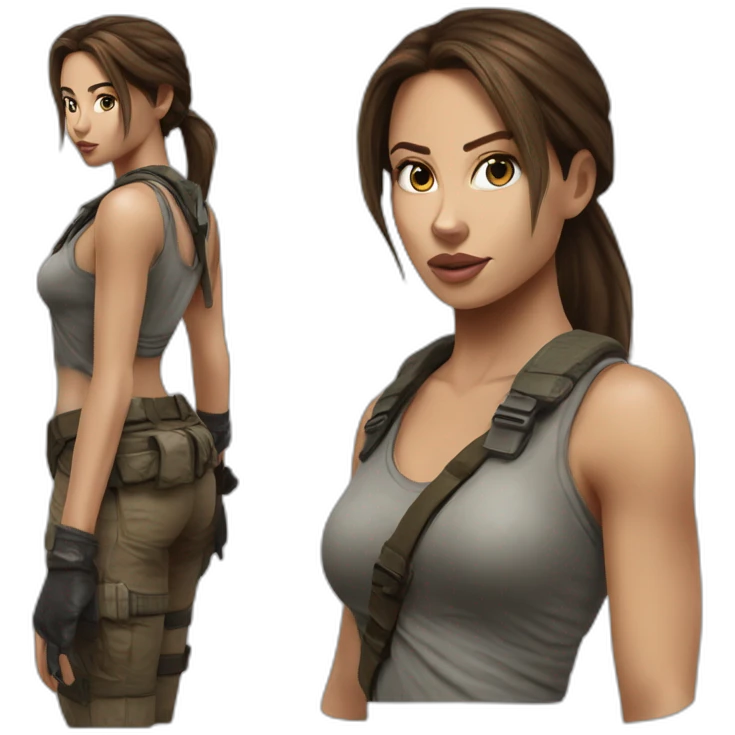 angelina julie as tomb raider, hyper realistic emoji