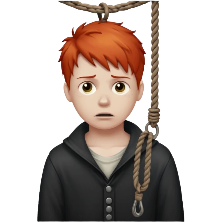 red headed boy hanging by his neck from a noose emoji