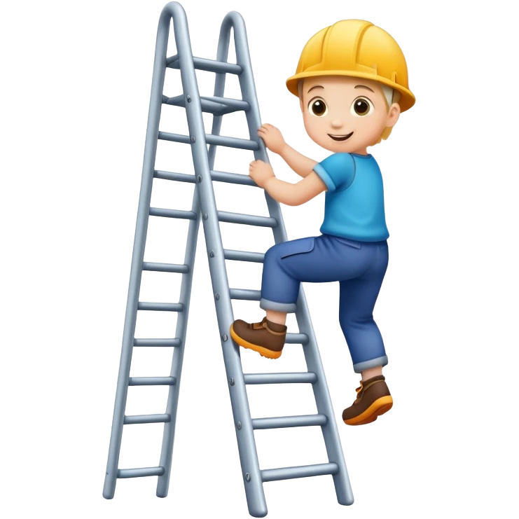 child climbing a playground ladder, cheerful and adventurous emoji