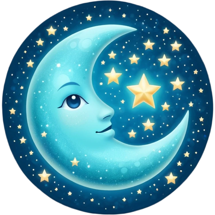 Glitter cian moon emoji