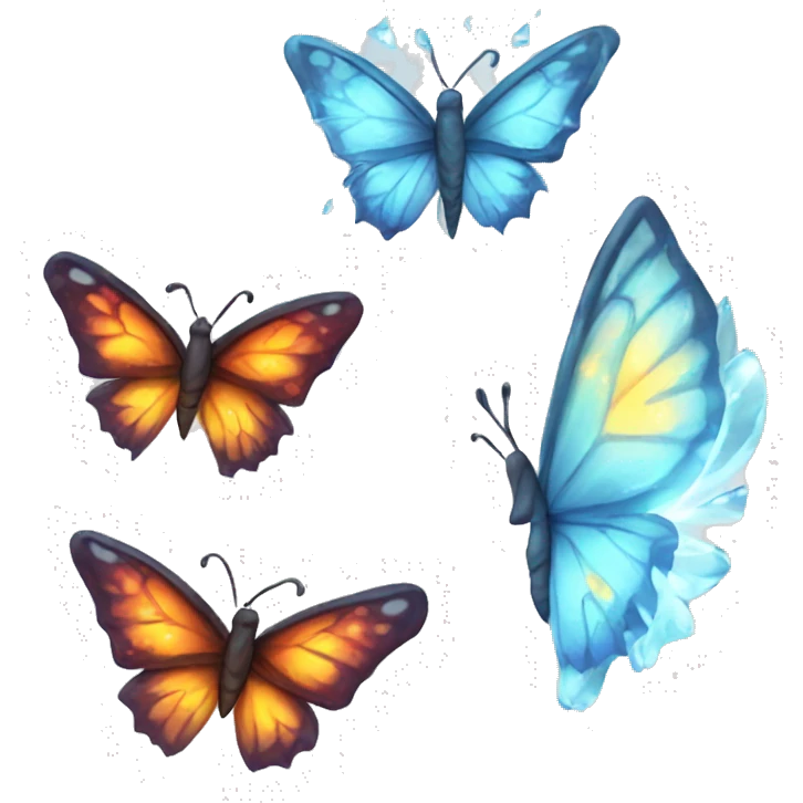 Ice butterfly, shine butterfly and a fire butterfly  emoji