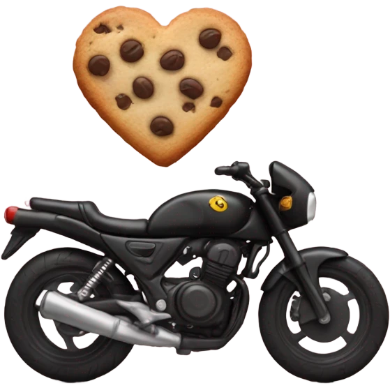 cookie heart with black motorbike  emoji