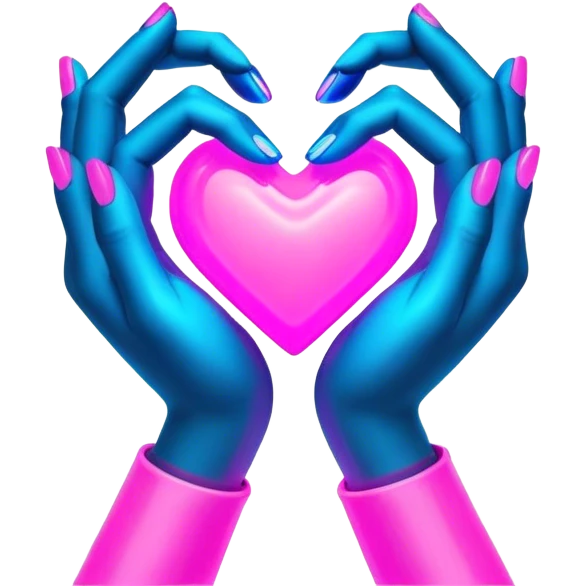 Neon cyberpunk style 

heart made of female neon hands emoji