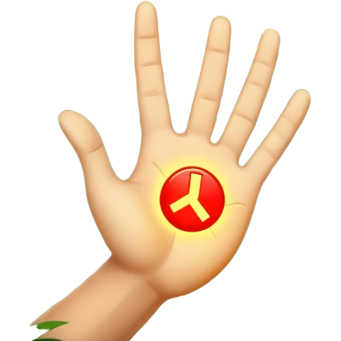 forest character hand out stop gesture glowing rune palm emoji
