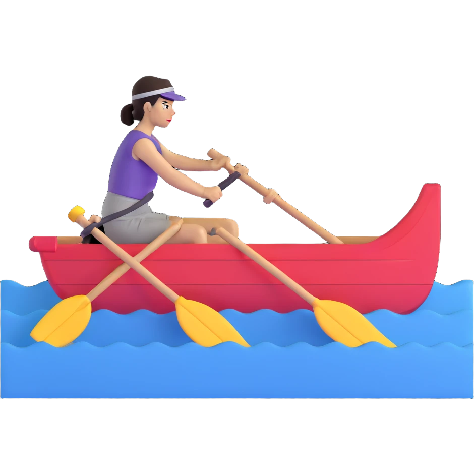 woman rowing a pink boat emoji