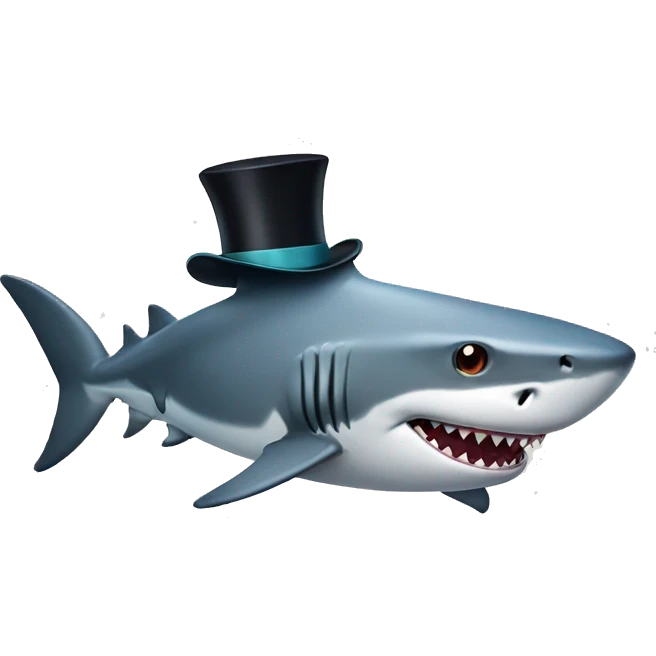 Shark with a top hat emoji