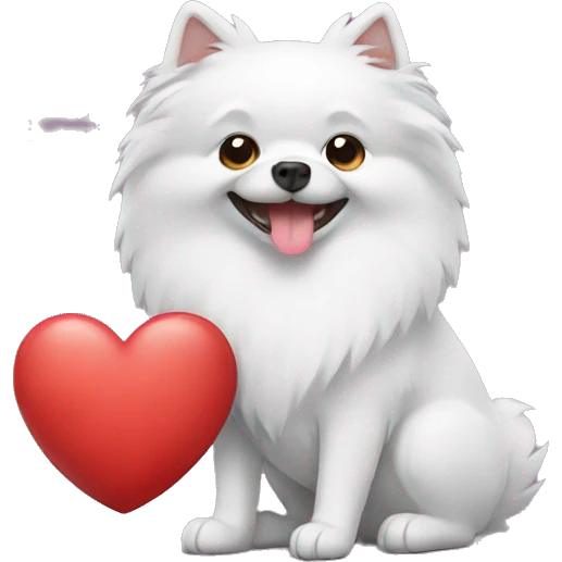 Spitz holding a heart emoji