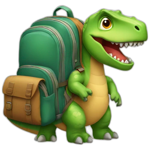 Dinosaur with a bagpack emoji