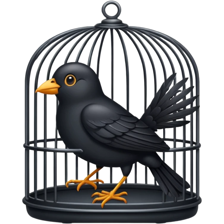 black bird in cage emoji