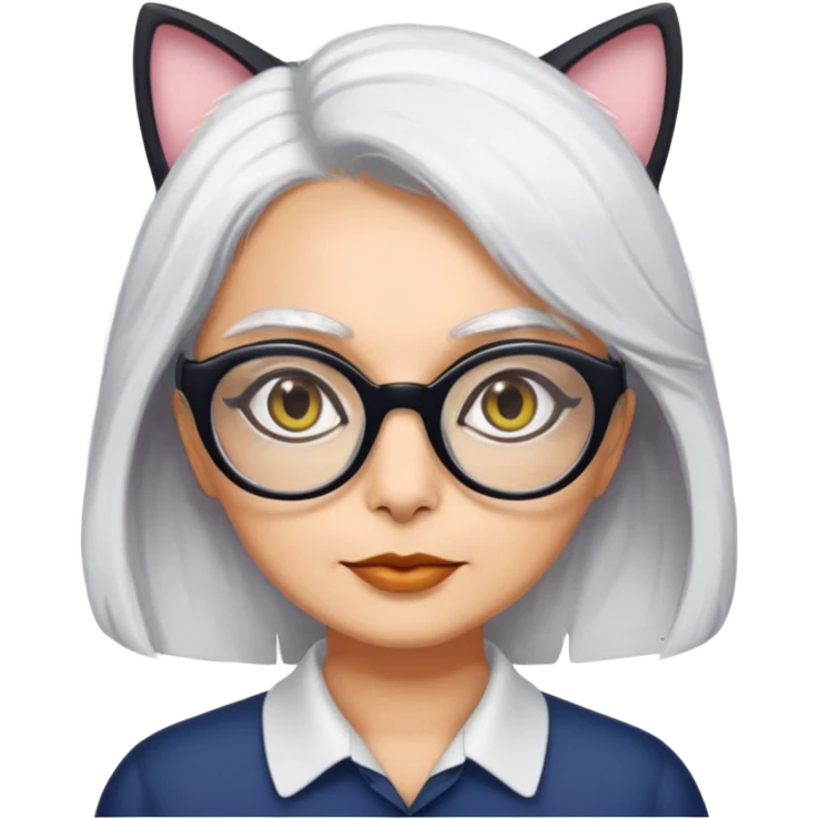seema anand white hair with cat eyed specs emoji
