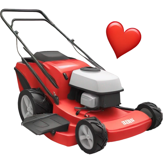 lawn mower with hearts emoji