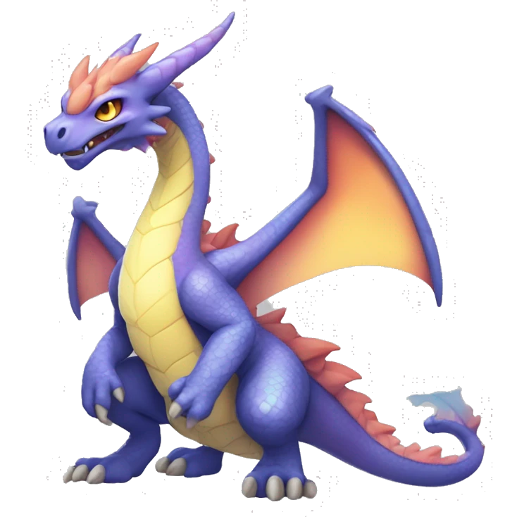 Kawaii Edgy Bright Ethereal Fururistic Fantasy Dragon Pokémon Fakemon full body emoji