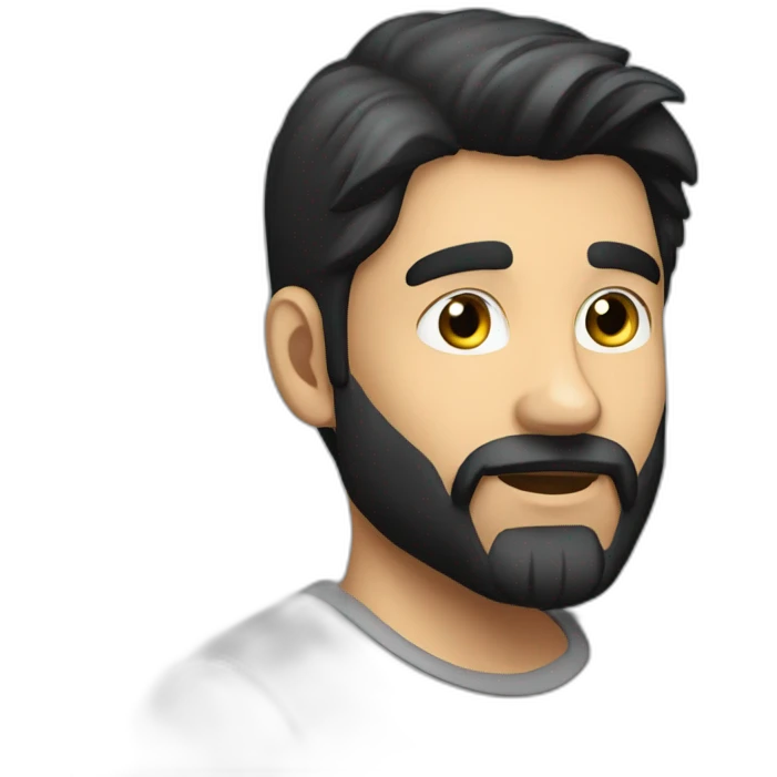 solo_beard_male_focus_black_hair, long hair emoji