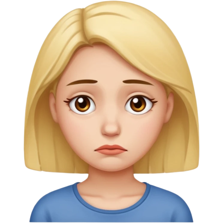 woman with a sad face emoji