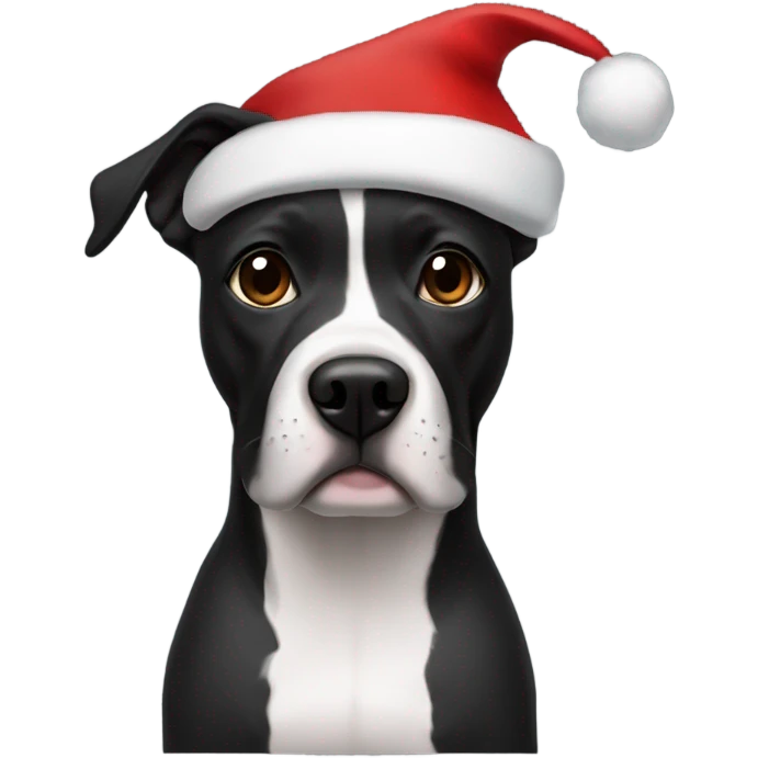 Black Staffordshire female wearing Santa hat and Santa costume emoji