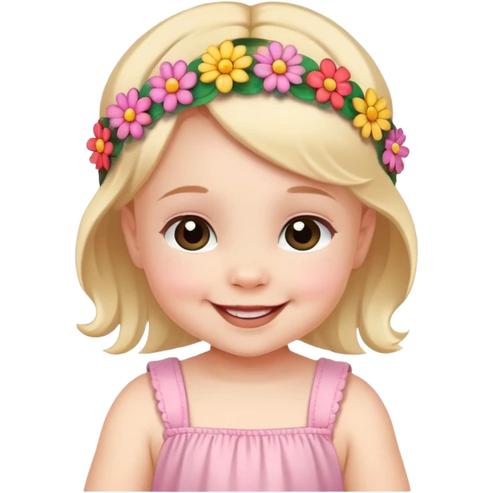 Baby girl wearing flower headband emoji