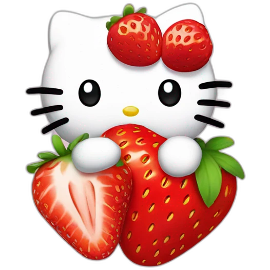 Hello kitty with a strawberry emoji