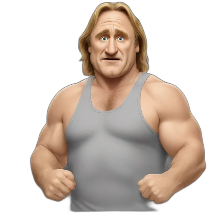 Gérard Depardieu lifting weight emoji