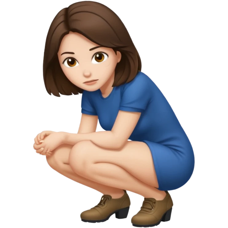 crouching emoji woman brunette emoji