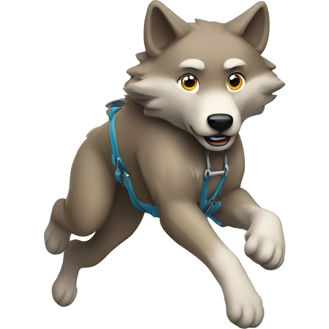 A wolf bungee jumping emoji