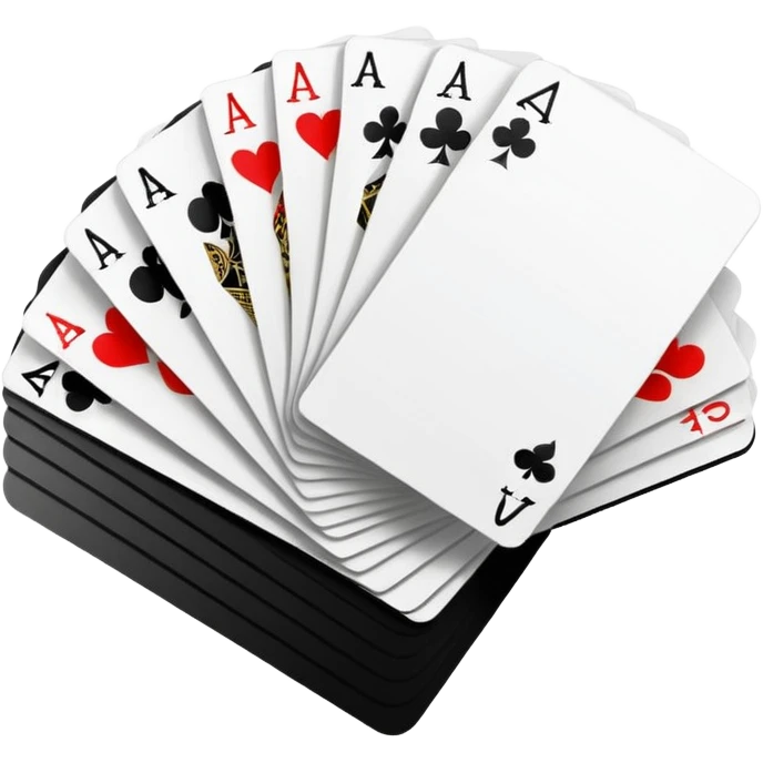 Minimalistic flat vector icon, iOS style, thin black contour on white background. Deck of abstract cards fanned out, each with simple symbols. Clean, no text, no shadows emoji