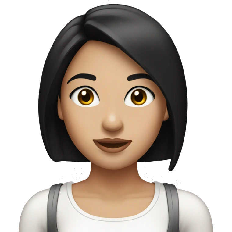 A girl with straight black hair with eyelashes and clear skin with a white tank top  emoji