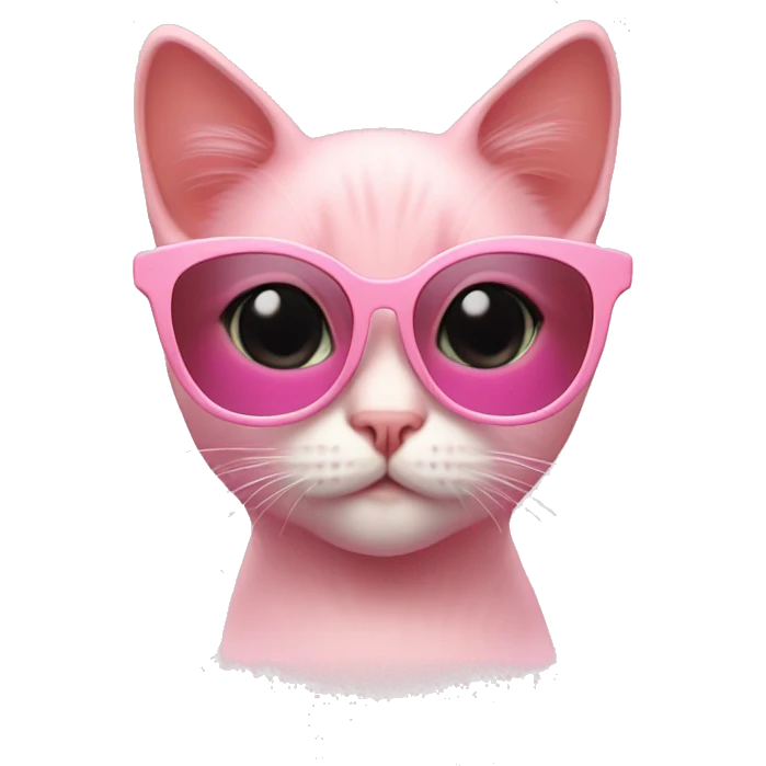 baby pink cat with cat eye sunnglasses emoji