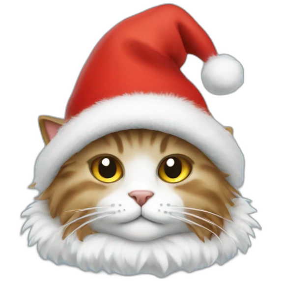 Fluffy cat Christmas hat emoji