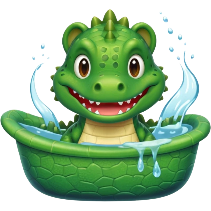 Cute crocodile is showing in the bath tub emoji