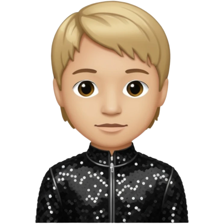 Ray Luzier from Korn with dark blonde hair, light skin, black sequin outfit emoji