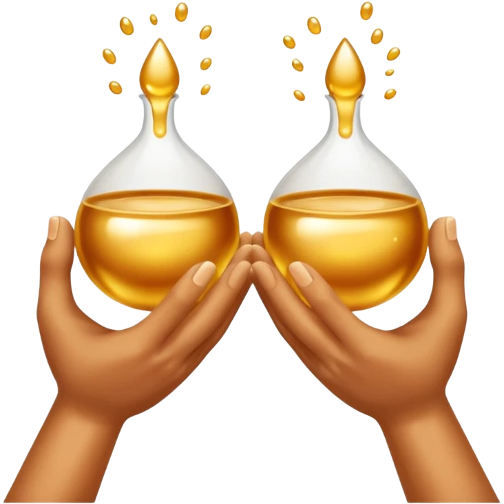 Golden liquid around the enjoying hands emoji