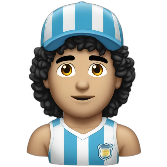 Curly Maradona 86 argentina stripes tshirt emoji