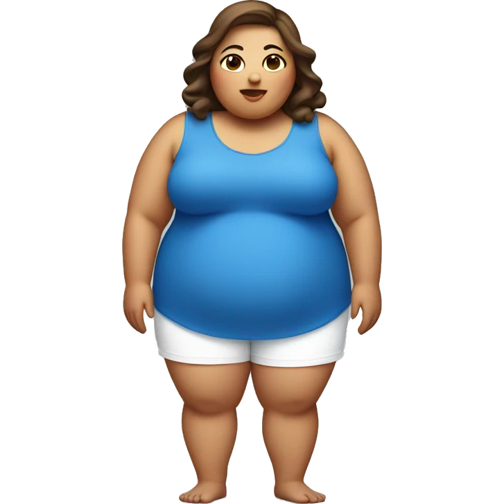 obese fat girl wearing a blue blouse and white shorts emoji