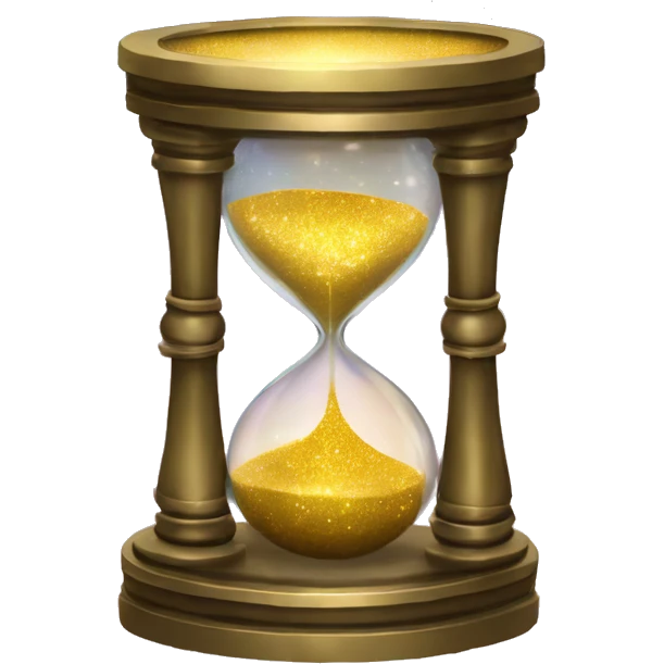 Gilded sparkling shimmering hourglass with nebula galaxy golden inside emoji