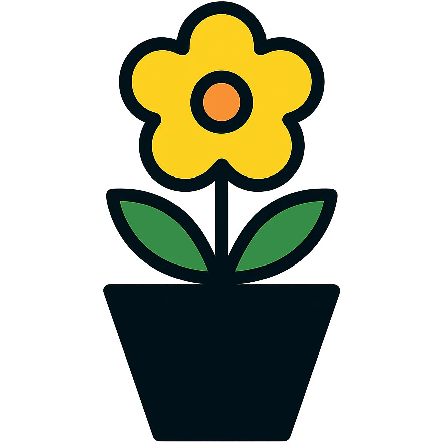 black flower pot, angular shape, sleek design, modern style emoji