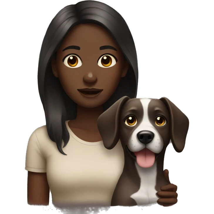 Dark skin girl with dog emoji