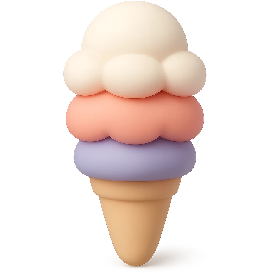 ice cream cone, mochi illustration style emoji