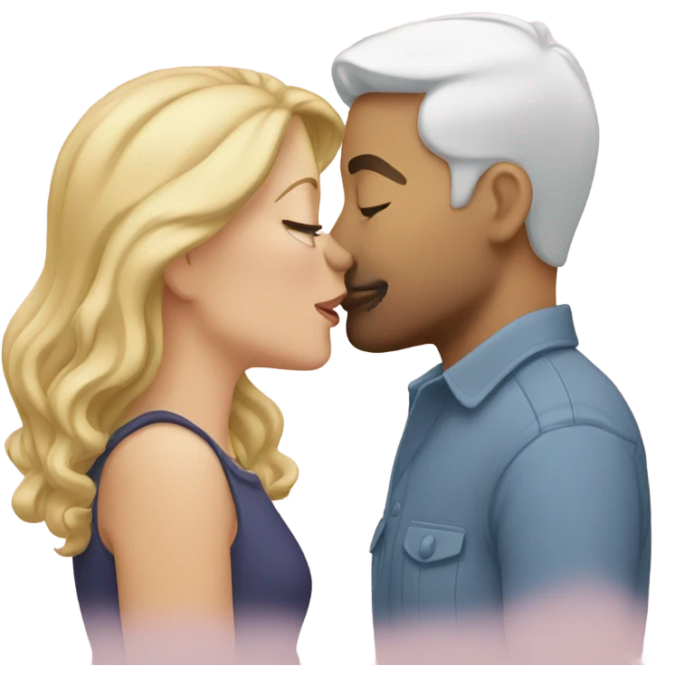 White couple kissing emoji