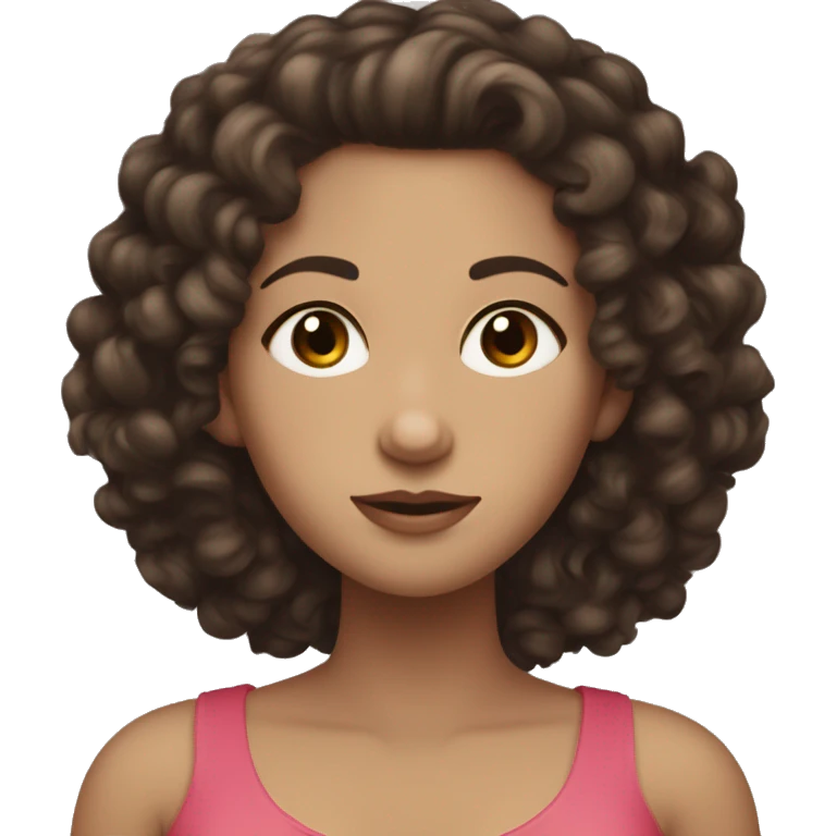White Girl With Dark Brown Curly Hair And Dark Brown Eyes being pregnant ￼ emoji