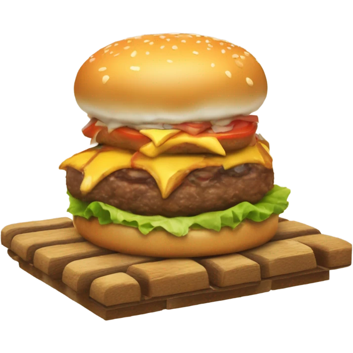 Burger on a raft, four by four, animal style, extra shingles with a shimmy and a squeeze, light axle grease, make it cry, burn it, and let it swim. emoji