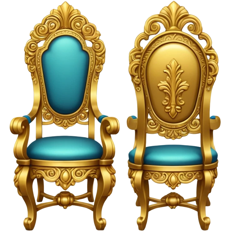 ancient gold chair, front back and side views emoji