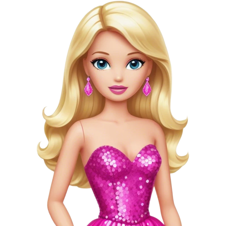 Glamorous blonde Barbie, hot pink sequin gown emoji
