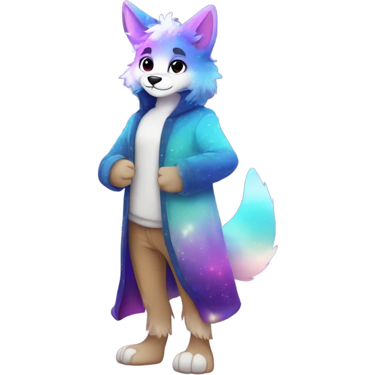 gradient-Sparkle-nebula-fursona anthropomorphic furry full body emoji