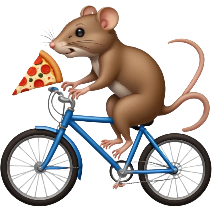 rat stealing pizza on a bike, 4 legs emoji