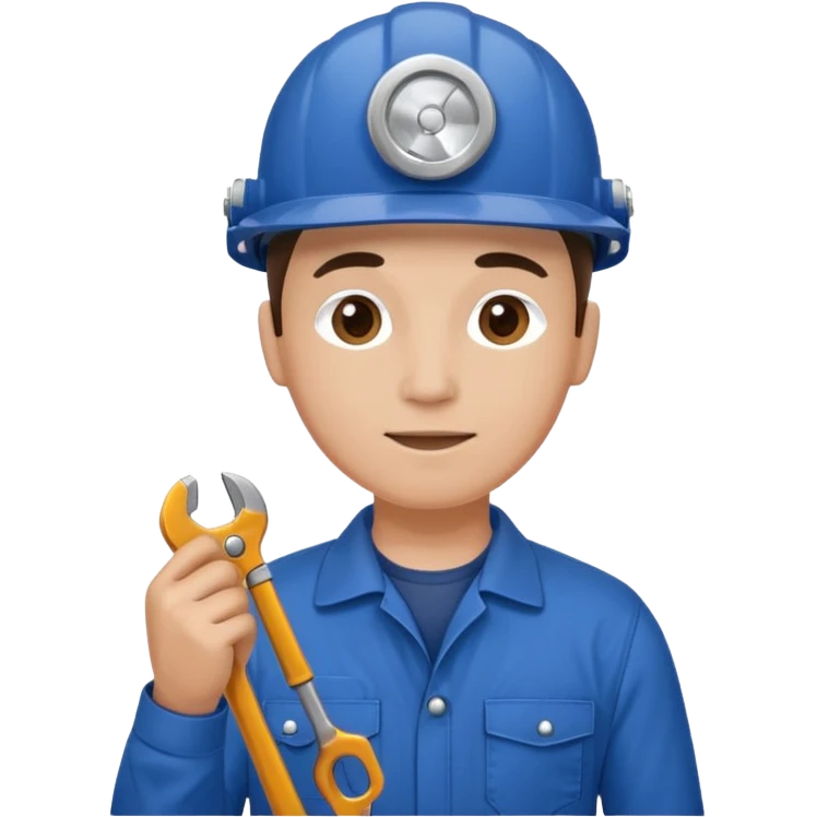 Technician + headlamp + blue jumpsuit, Repair Crew. emoji