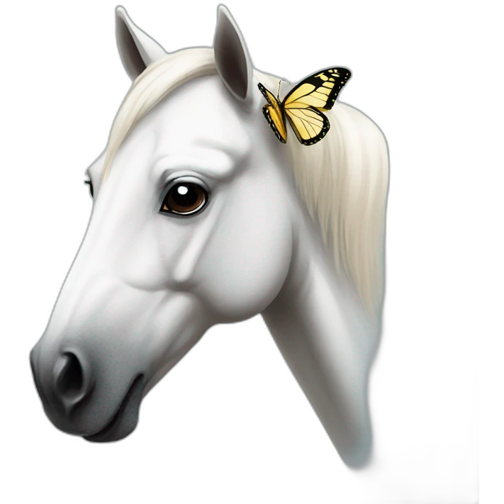 Withe horse with a butterfly on his nose  emoji