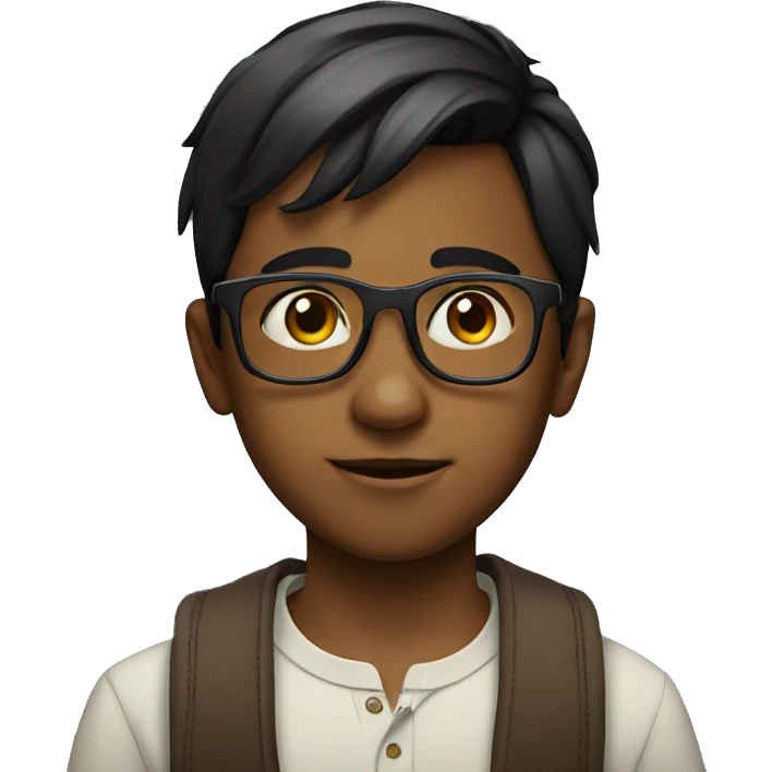 Indian boy with Glasses on,  emoji