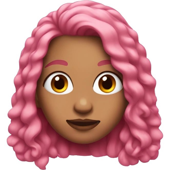girl emoji with long pink hair and brown eyes with and eyebrow piercing on her left  emoji